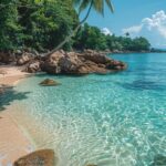 Travelers exploring a popular tourist location with cultural landmarks